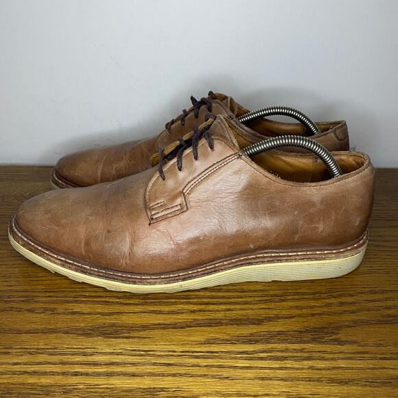 Allen Edmonds Cove Drive Oxfords Dress Shoe Brown Leather Wedge Sole Men Sz 10 E - Picture 3 of 8